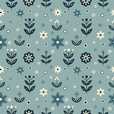 Pastel yeşil tonlarda kusursuz bir İskandinav çiçek vektör çizimi. Özellikleri çiçekleri, yaprakları ve daireleri minimalist bir tarzda biçimlendirdi. Duvar kağıtları, tekstil ve kırtasiye için mükemmel..