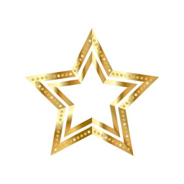 Pırıl pırıl pırıl pırıl elmaslar ve pırıl pırıl parlayan dokusuyla lüks altın yıldız VIP sıralaması, ödül rozeti, gösteri dünyası, birinci sınıf kumar tasarımı, şenlikli kumarhane sembolü.