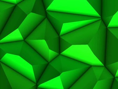 Soyut Çokgen Yüzey Çemberleri 1Yumuşak ve temiz düşük polimerli hareket arkaplan kayan yeşil üçgenler, 4K dikişsiz daireler.