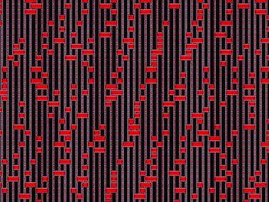Yatay ve dikey çizgilerin düzensiz hareket eden siyah ve kırmızı soyut sanatı.