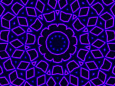 Soyut kaleydoskop kalıpları. 4K Motion grafik arka planı. Eşsiz kaleydoskopik animasyon. Güzel parlak bir süs. Kusursuz