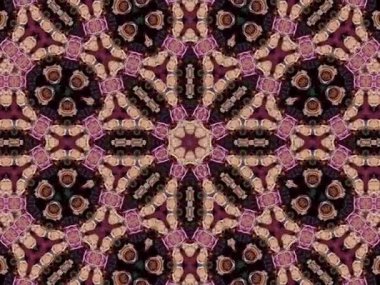 Soyut kaleydoskop kalıpları. 4K Motion grafik arka planı. Eşsiz kaleydoskopik animasyon. Güzel parlak bir süs. Kusursuz
