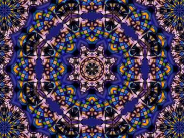 Soyut kaleydoskop kalıpları. 4K Motion grafik arka planı. Eşsiz kaleydoskopik animasyon. Güzel parlak bir süs. Kusursuz