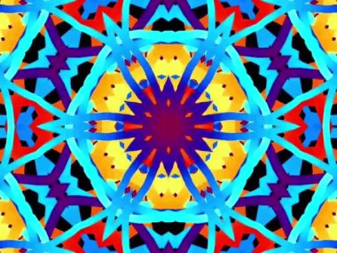 Soyut kaleydoskop kalıpları. 4K Motion grafik arka planı. Eşsiz kaleydoskopik animasyon. Güzel parlak bir süs. Kusursuz