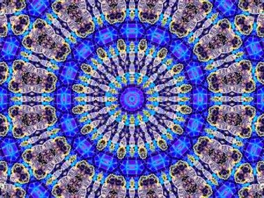 Soyut kaleydoskop kalıpları. 4K Motion grafik arka planı. Eşsiz kaleydoskopik animasyon. Güzel parlak bir süs. Kusursuz