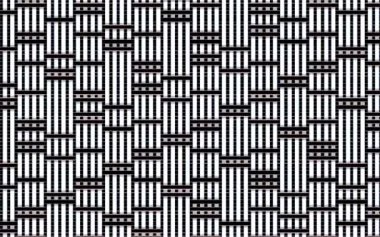 Düzensiz hareket eden yatay ve dikey çizgilerin siyah ve beyaz sanatı.