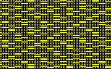 Yatay ve dikey çizgilerin düzensiz hareket eden siyah ve sarı soyut sanatı.