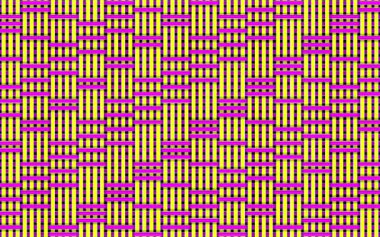 Düzensiz hareket eden yatay ve dikey çizgilerin pembe ve sarı soyut sanatı.