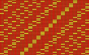 Düzensiz hareket eden yatay ve dikey çizgilerin sarı ve kırmızı soyut sanatı.