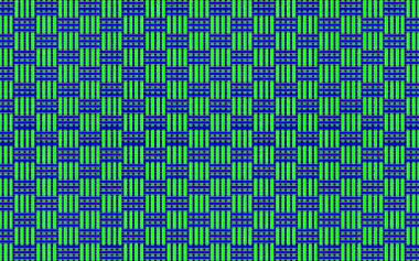 Mavi ve yeşil, yatay ve dikey çizgilerin düzensiz hareket etme sanatı.