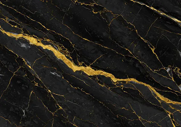 Akan siyah ve altın damarlı zarif beyaz mermer dokusu. Altın aksanları metalik, sıvı bir görünüme sahip, lüks ve modern bir estetik yaratıyor..