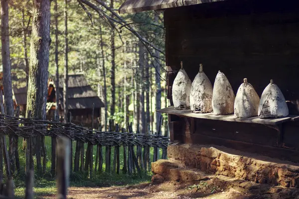 Eski çamur ve saman kovanları