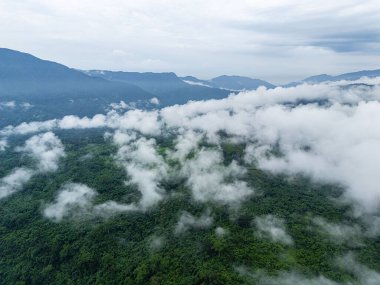 Khaddum Hills 'in, yoğun yeşillik ve girdap bulutları ile ıslanmış, muson güzelliği içinde uçan drone görüntüleri büyüleyici manzaraya ekleniyor..