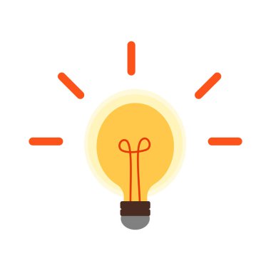 Parlayan sarı bir ampul, ilhamı sembolize eder ya da yeni bir fikrin ortaya çıkmasını..