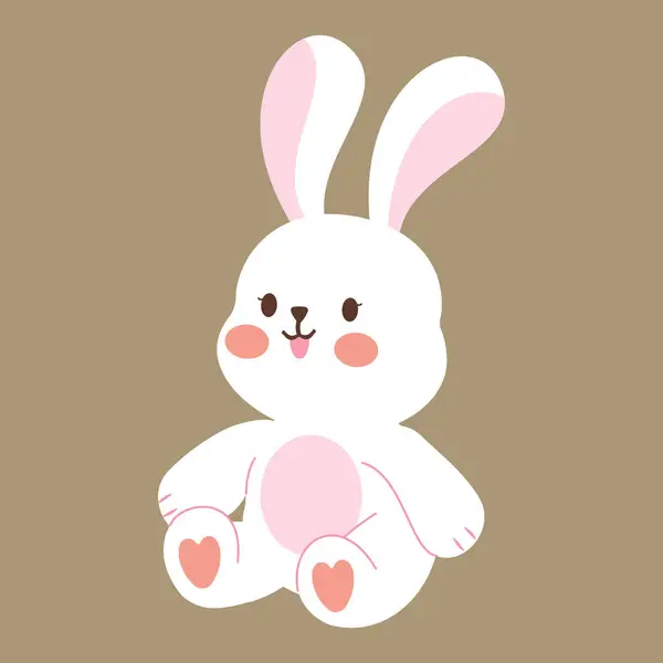 Tatlı bir tavşan oturuyor ve gülümsüyor..