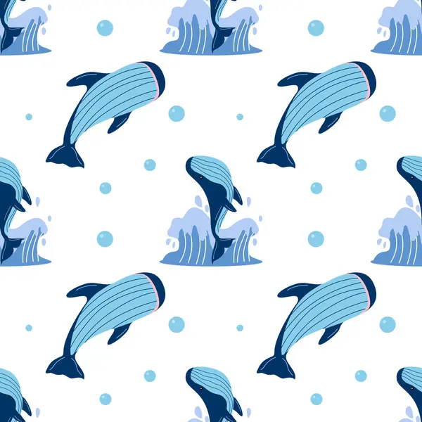 Okyanus yüzeyine giren balinaları gösteren dinamik ve pürüzsüz bir desen. Bu enerjik tasarım okyanustan esinlenilmiş kumaşlar, duvar kağıtları ve daha fazlası için idealdir..