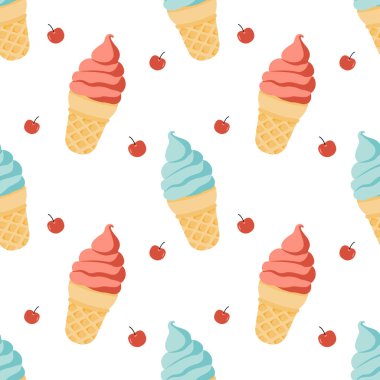 Kirazlı, pırıl pırıl, pürüzsüz dondurma kalıbı. Yiyecek ve yazla ilgili projeler için eğlenceli ve renkli bir tasarım..