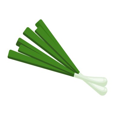 Temiz ve basit bir tasarıma sahip taze yeşil soğanların vektör çizimi. Mutfak çizimleri ve yiyeceklerle ilgili tasarımlar için mükemmel..