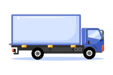 Ulaşım ve lojistik temalar için ideal mavi bir teslimat kamyonunun vektör çizimi.