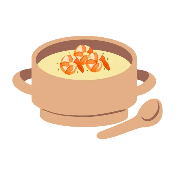 Kaşık içinde lezzetli karides çorbası. Yemek, konfor ve sağlıklı yemek temaları için mükemmel..