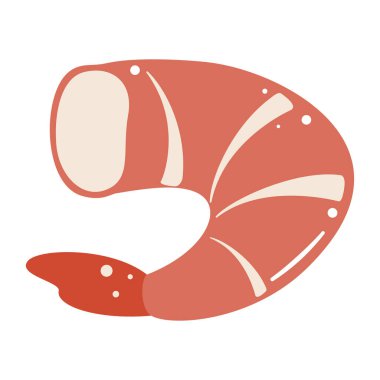 Pişmiş pembe karides kuyruğunun basit bir gösterimi, deniz ürünleri, yemek ve yemek temaları için mükemmel..