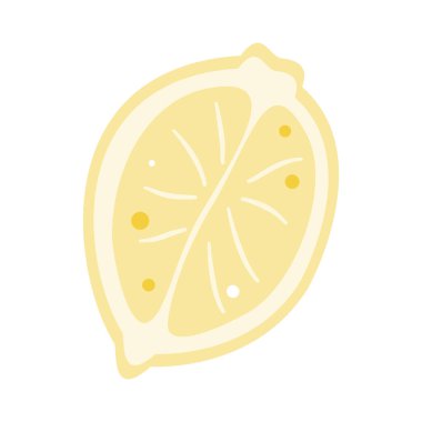 Yarısı kesilmiş sarı limonun basit bir gösterimi. Sağlıklı yiyecekler, içecekler ve yemek pişirme kavramları için mükemmel..