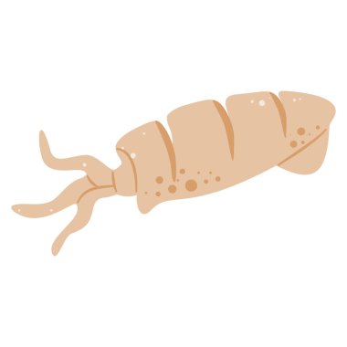 Pişmiş mürekkep balığının basit bir çizimi, deniz ürünleri ve mutfak temaları için ideal..