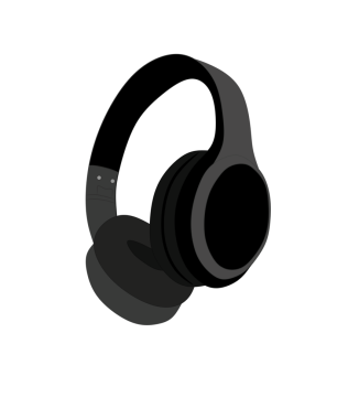 siyah kulaklık ikonu. düz tasarım tarzı, çizgi film biçimi