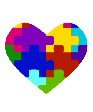 kalp ile gökkuşağı bulmacası, otizm konsepti sanat