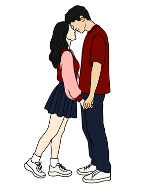 Romantik Çift Vektör Resimlerinde Yakın Duruyor