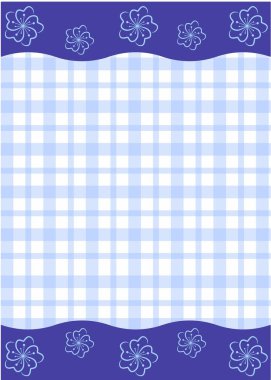 Çiçek Çerçeveli Gingham Şablonu Yumuşak Mor Tonlar