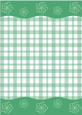 Çiçek Sınırı ile Yeşil Gingham Araştırılmış Arkaplan