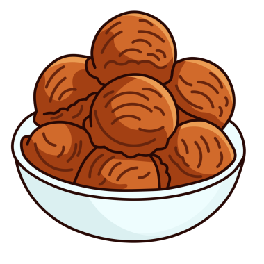 Çikolatalı dondurma kasede kepçe