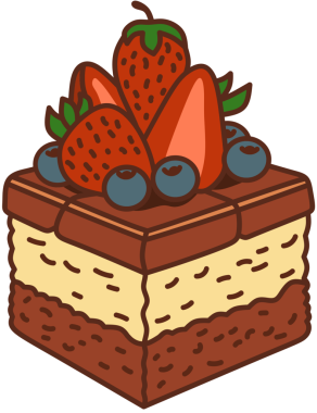 Çilekli ve yaban mersinli çikolatalı kek.