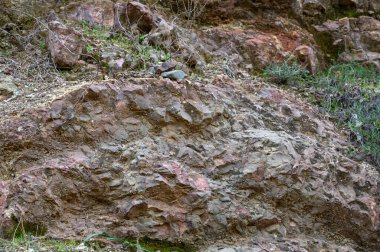 Rocky formations display intricate textures and colors, showcasing nature's artistry in a serene outdoor environment. clipart