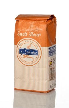 Gaziveren Cyprus -29.12.2024 A vibrant package of spelt flour displayed with emphasis on its nutritious qualities for baking enthusiasts. clipart