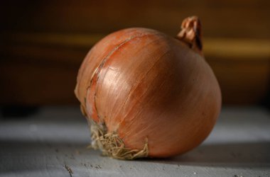 Güzel kıvrımlı bir soğan topraksı tonlarını sergiler. Bahçeden yeni toplanmış lezzetli bir malzemeyi ima eder..