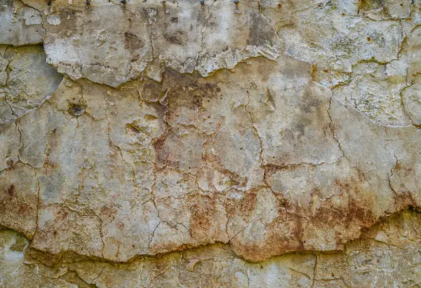 Çatlamış ve soyulmuş yüzey zaman ve hava durumu hakkında bir hikaye anlatıyor, toprak renklerini ve kırsal desenleri gösteriyor.