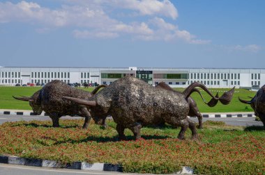 Kuzey Kıbrıs Üniversitesi yakınlarındaki Metal Boğalar