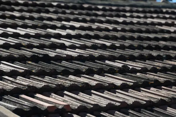 Güneş ışığı, huzurlu bir köydeki geleneksel çatı kiremitlerinin dokulu yüzeyinden yansıyarak işçiliği ve zamansız tasarımı vurguluyor. Doğa ve mimari yukarıda uyum içinde harmanlanır..