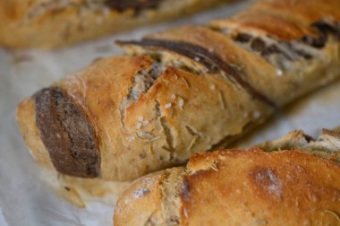 Özenle hazırlanmış bu zanaatkar ekmek somunları çıtır çıtır ve güzel desenli bir kabuğa sahipler. Sıcak, altın sarısı renkleri yakınlardaki herkesi ev yapımı iyiliklere davet eder..