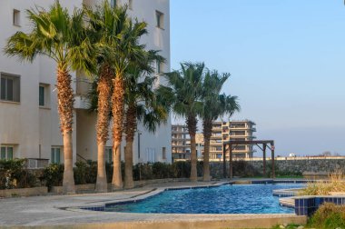 Huzurlu bir yüzme havuzu palmiye ağaçlarının arasına kurulur ve alacakaranlıkta canlı bir toplulukta huzurlu bir geri çekilme sergilerler..