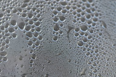 Küçük su damlacıkları cam yüzeyde hassas bir kalıp oluşturur. Etraflarındaki yumuşak ışığı güzel bir şekilde yakalar..