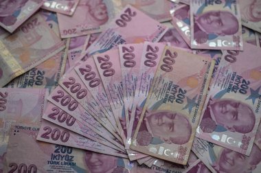 Sayısız Türk lirası, ayrıntılı tasarımlar ve para biriminin zengin renklerini gözler önüne sererek dağılıyor.