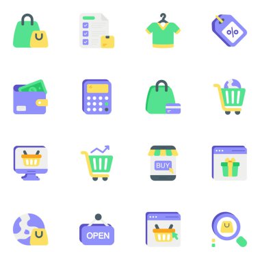 Web ve kullanıcı arayüzü tasarımı için düz renk simgeleri ayarlanıyor