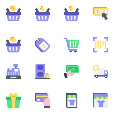 Web ve kullanıcı arayüzü tasarımı için düz renk simgeleri ayarlanıyor