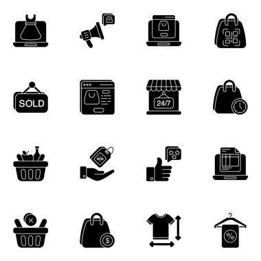 Web ve kullanıcı arayüzü tasarımı için Glyph biçiminde alışveriş rengi simgeleri belirlendi