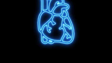 Siyah arka planda Neon Heart Medikal.