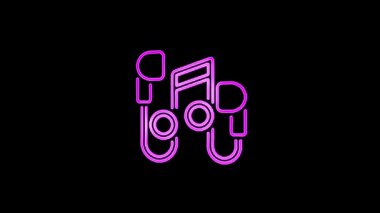 Neon Müzik ve Kulaklıklar Yaratıcı Projeler için Kara Arkaplan Simgesi