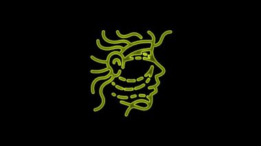 Siyah arkaplanda parlayan neon maskeli 4K Video.
